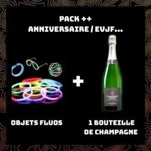 pack ++ </br> evjf/g/anniversaire </br> 1 bouteille de champagne + objet fluorescent